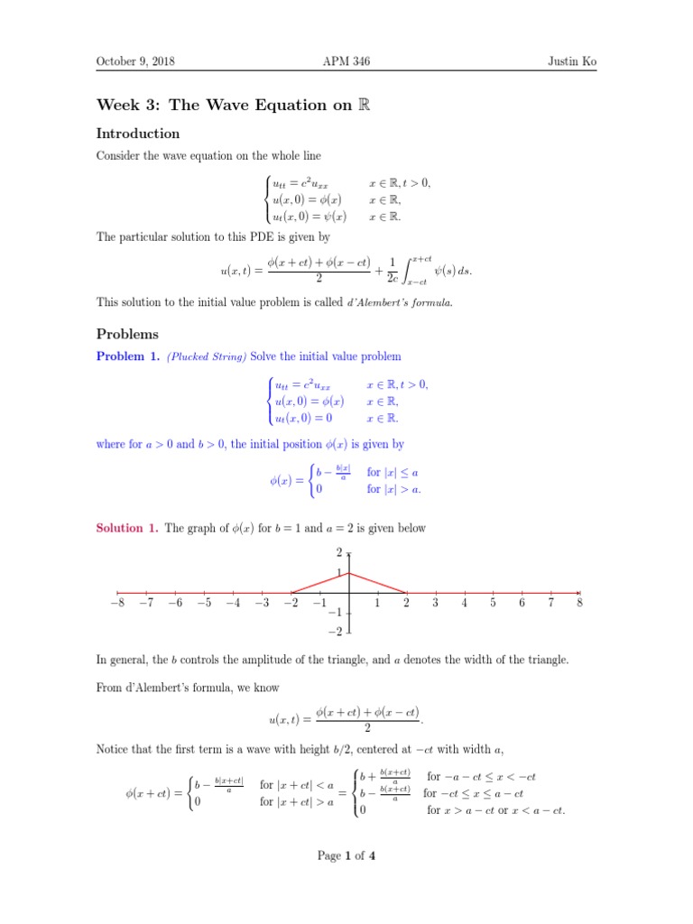 Wave Equation Solutions and Analysis | PDF | Teaching Methods & Materials
