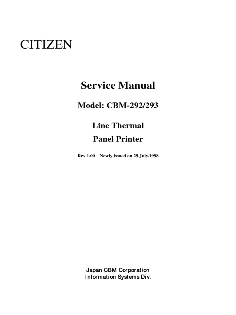CBM292 - 293 Service Manual | PDF | Printer (Computing) | Alternating ...