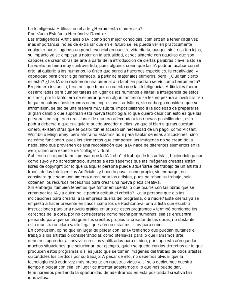 IA en El Arte | PDF | Inteligencia artificial | Inteligencia (IA) y ...