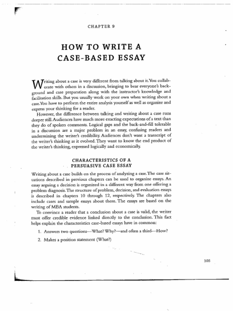 How To Write A Case Based Essay PDF