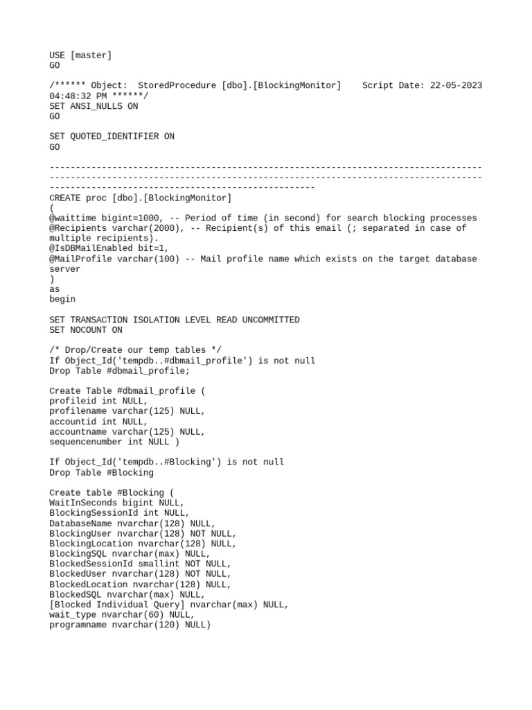 Blocking Alert Configuration Script PDF Information Technology