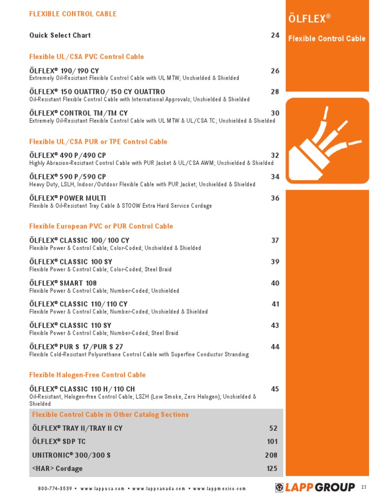 Section1_OLFLEX_Flexible-Control-Cable | PDF | Electrical Wiring ...