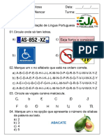 Avaliação de Lingua Portuguesa NIVEL 2