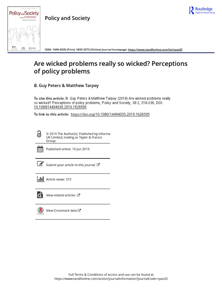 Peters2019-Are Wicked Problems Really So Wicked Perceptions | PDF