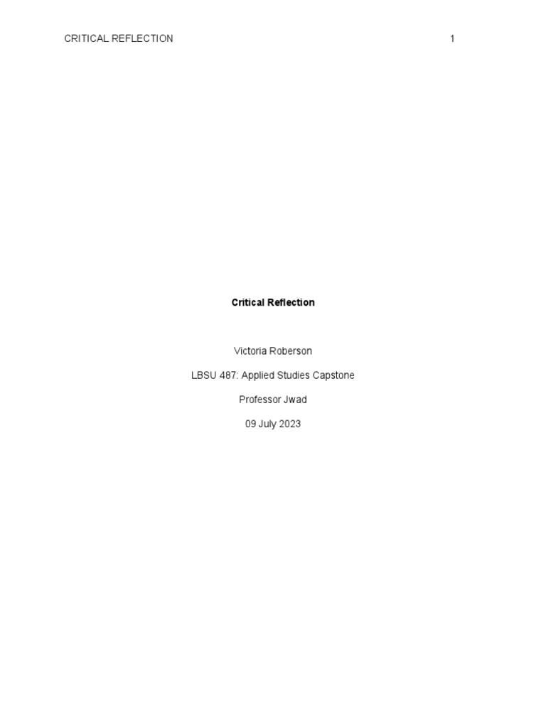 Sample Critical Reflection Essay