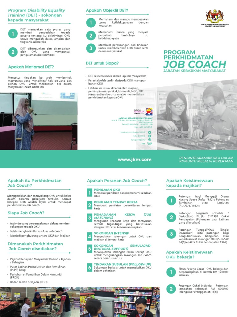 Risalah Program Perkhidmatan Job Coach | PDF