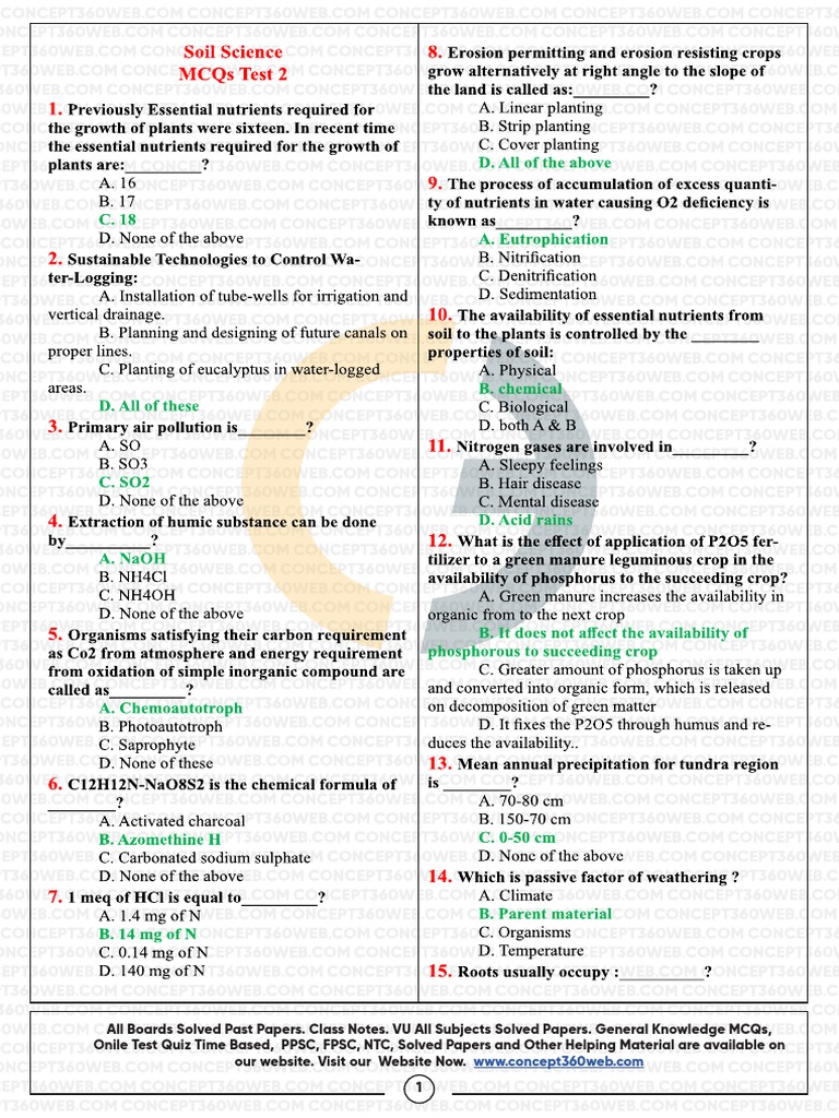 Soil Science Quiz 2 PDF