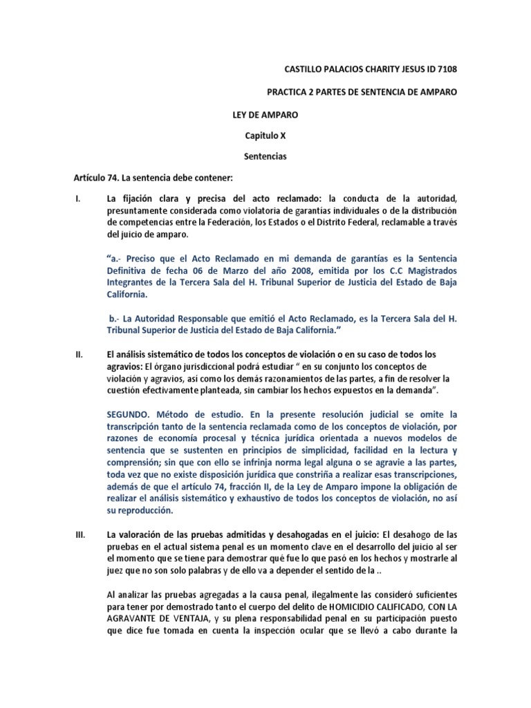 Practica 2 Partes de La Sentencia | PDF