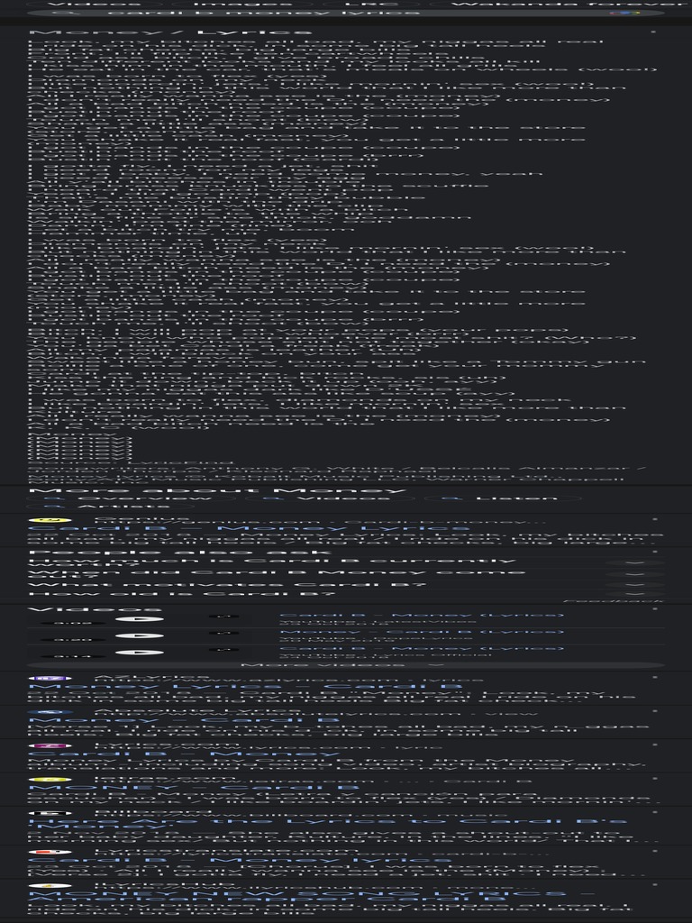 Cardi b Money Lyrics - Google Search | PDF