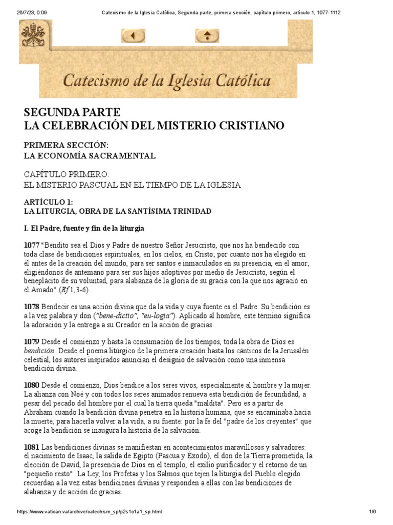 Catecismo de La Iglesia Católica, Segunda Parte, Primera Sección ...