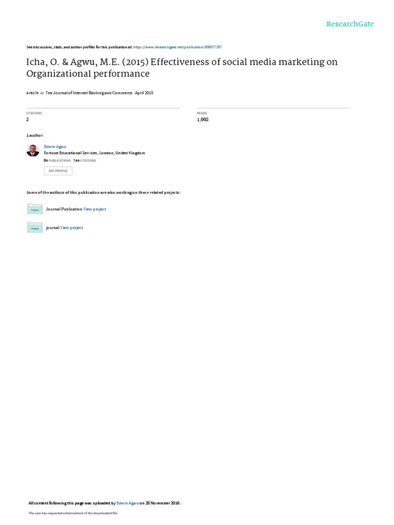 Effectiveness of Social Media Networks As A Strategic Tool | PDF ...