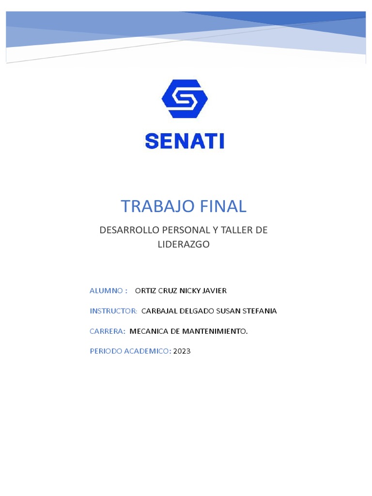Trabajo Final Desarrollo Personal y Taller de Liderazgo | PDF
