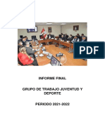 INFORME DEL GRUPO DE TRABAJO JUVENTUD Y DEPORTE DE LA COMISIÓN DE EDUCACIÓN Y DEPORTE.