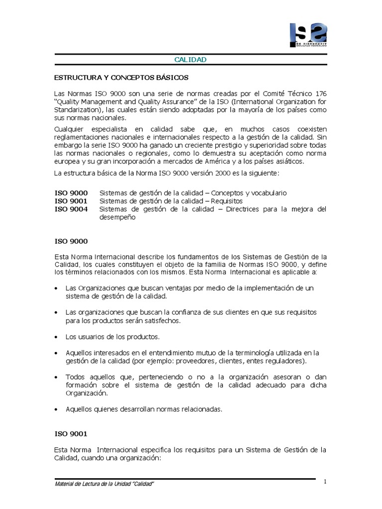Estructura de La ISO 001 | PDF | Calidad (comercial) | Iso 9000