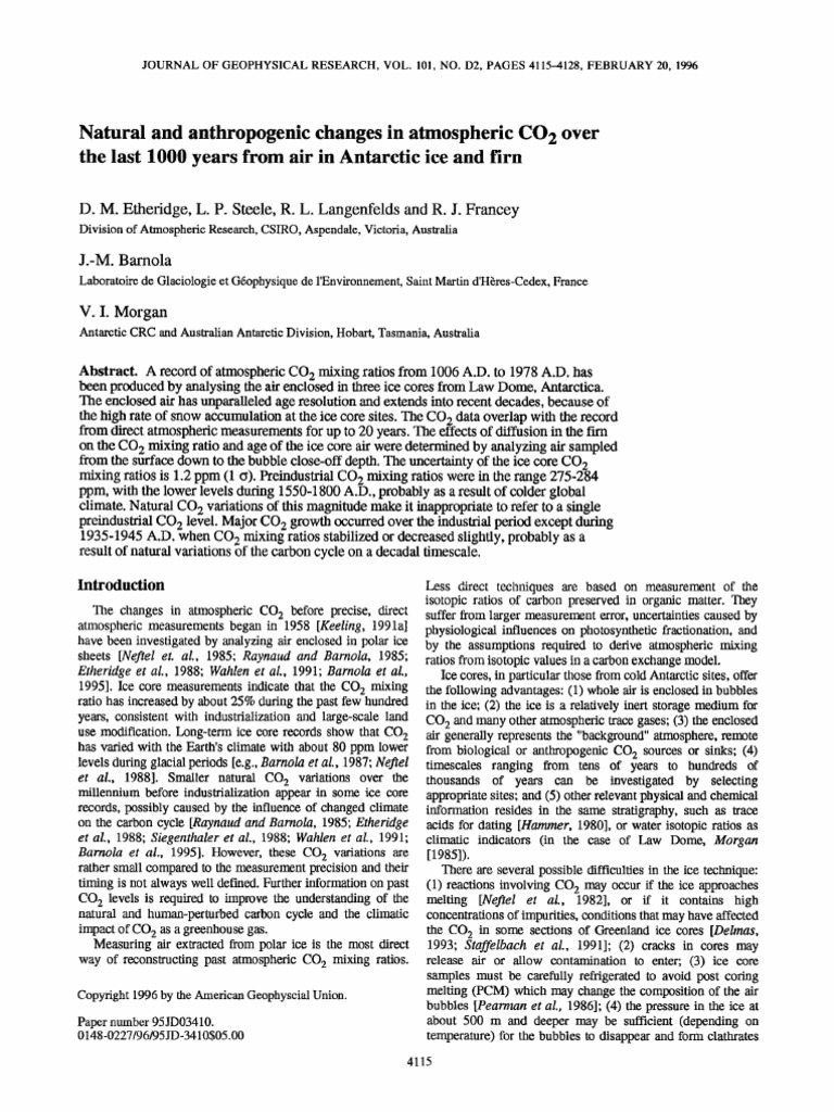Natural and Anthropogenic Changes in Atmospheric CO2 Over The Last 1000 ...