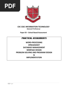 (Instructions) CXC CSEC INFORMATION TECHNOLOGY - SBA - 2023