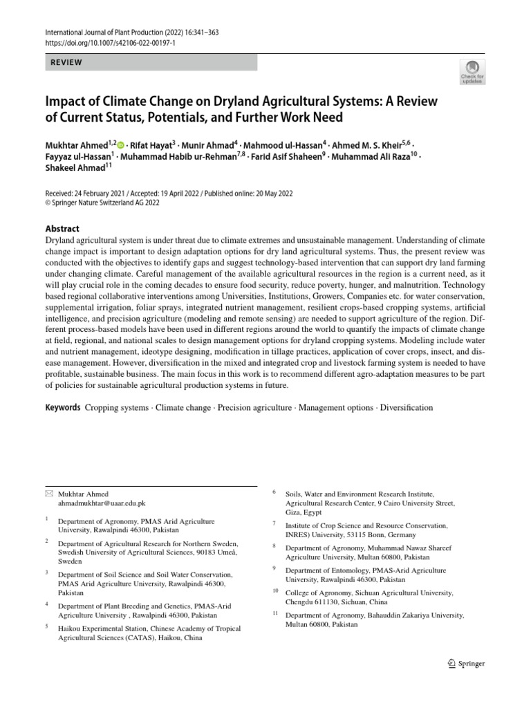 Climate Change Impact on Dryland Farming | PDF | Agriculture | Food ...