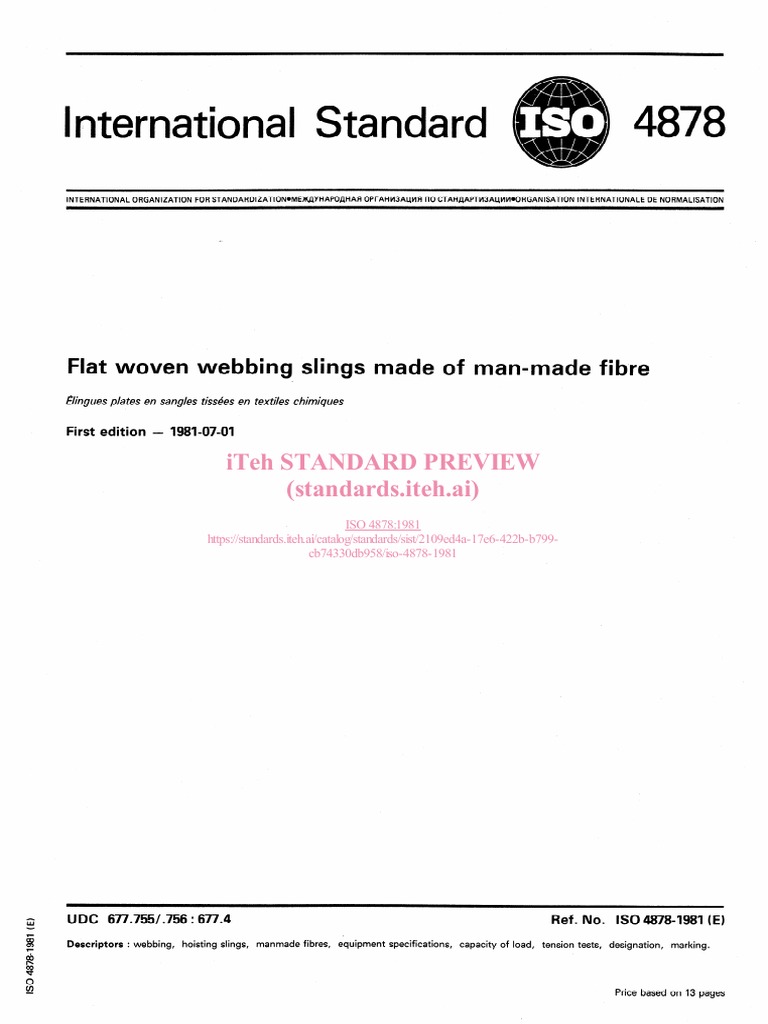 ISO 4878: Webbing Sling Standards | PDF | Computers | Technology ...