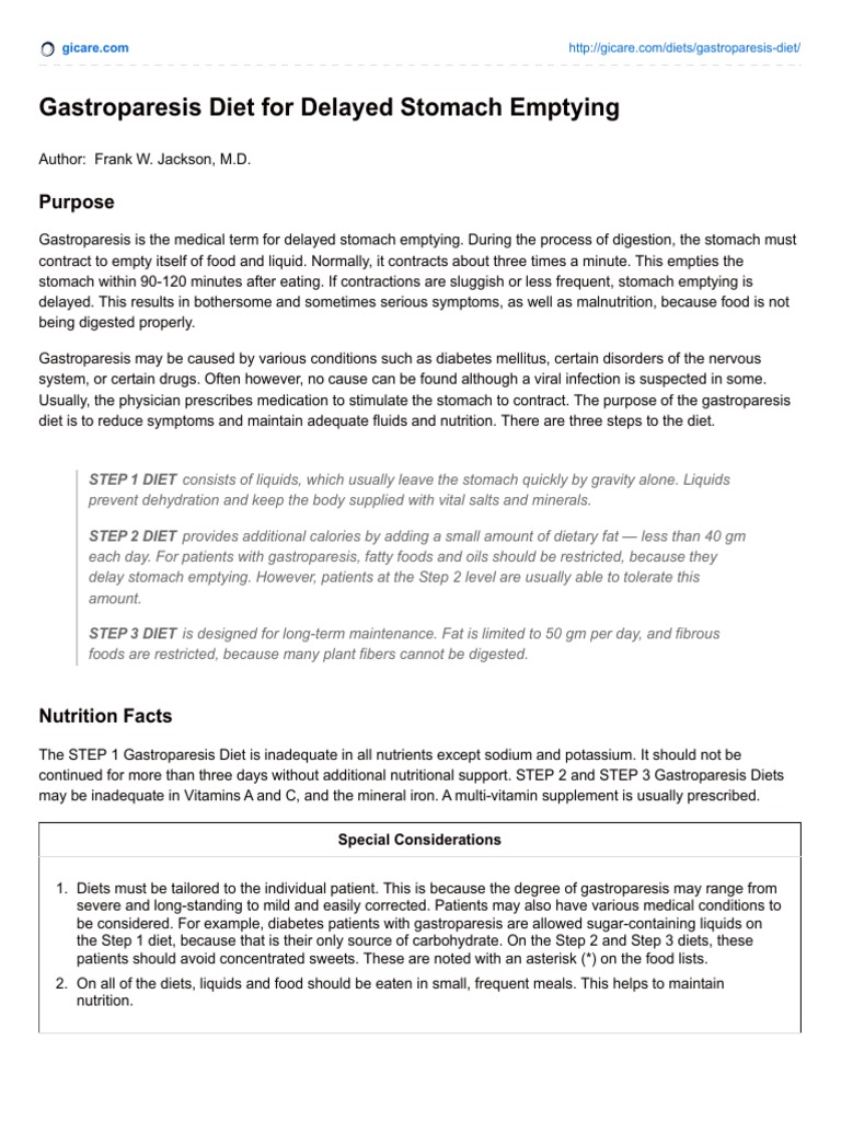 Gastroparesis Diet For Delayed Stomach Emptying PDF Vegetables