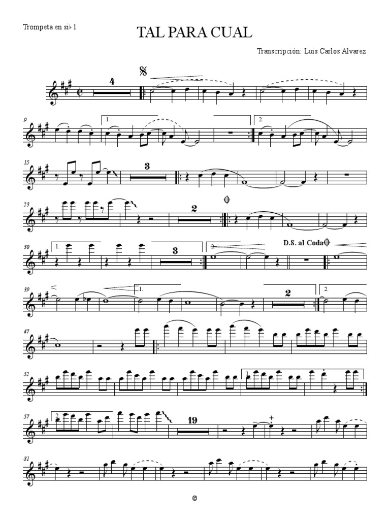 TAL PARA CUAL - Trompeta en Sib 1 | PDF