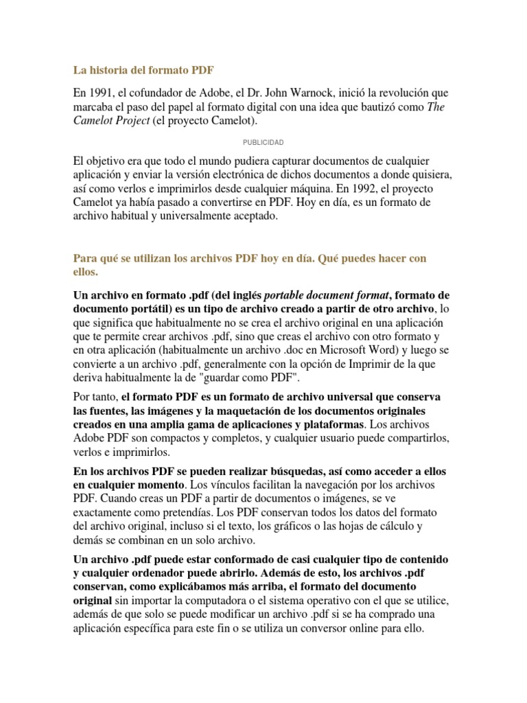 La Historia Del Formato PDF | PDF