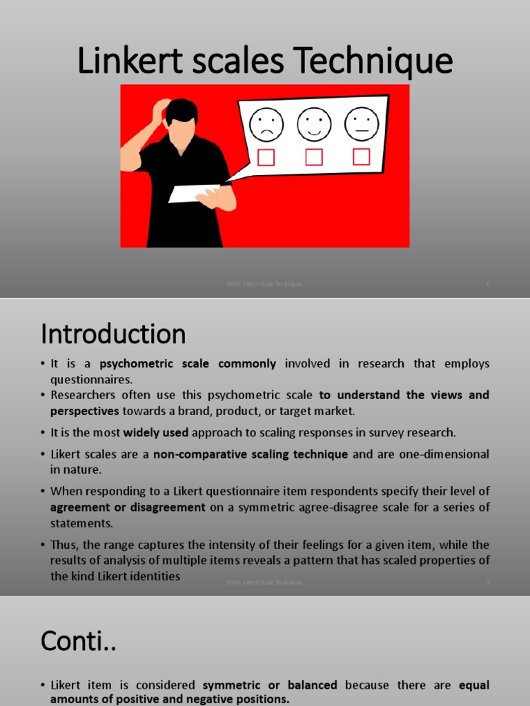Linkert Scales Technique BRMLikert Scale Technique 1 PDF Likert