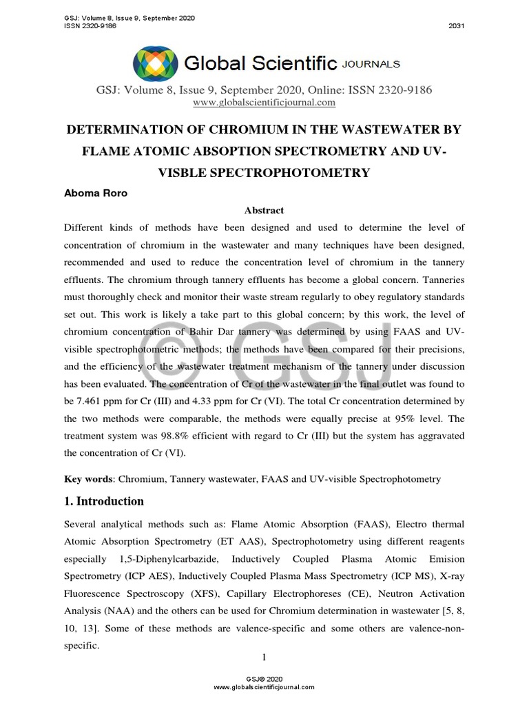 Determination of Chromium in The Wastewater by Flame Atomic Absoption
