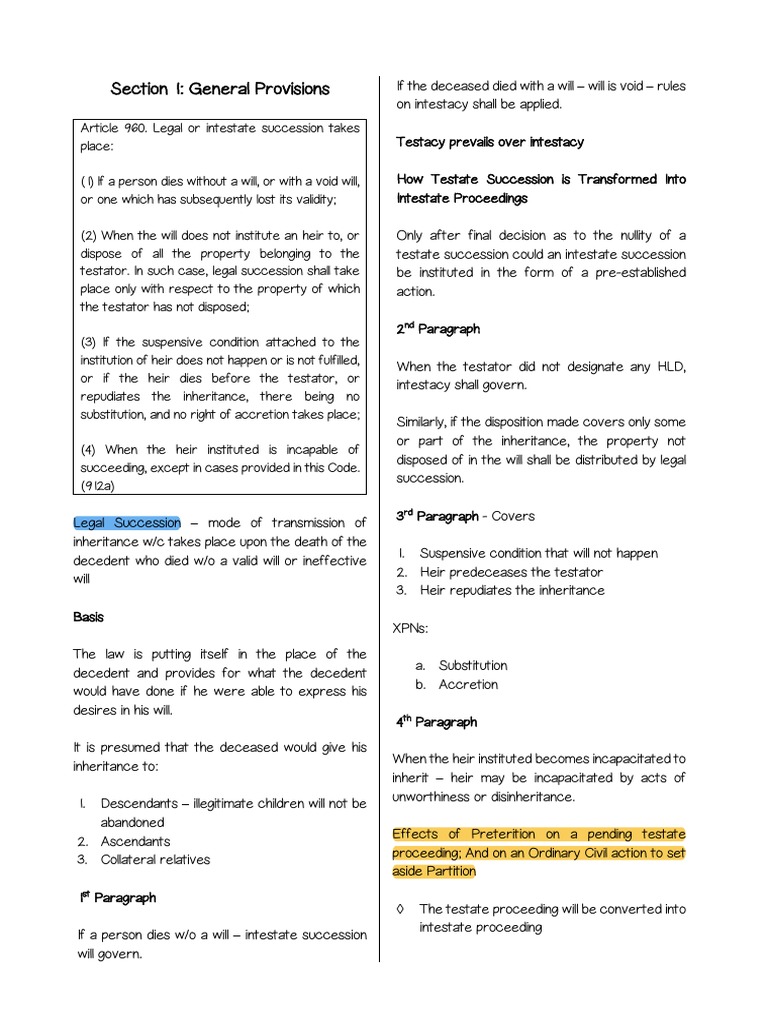 Succession Intestate Succession Pdf Intestacy Will And Testament