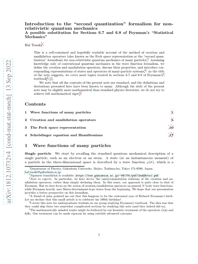 Introduction To The "Second Quantization" Formalism For Non