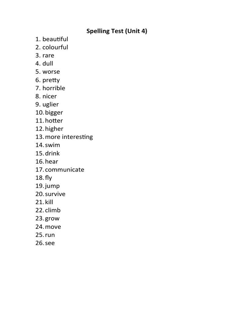 Spelling Test PDF