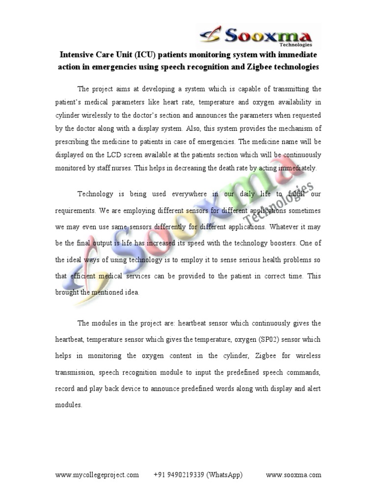 Set 411 Intensive Care Unit Icu Patients Monitoring System Pdf