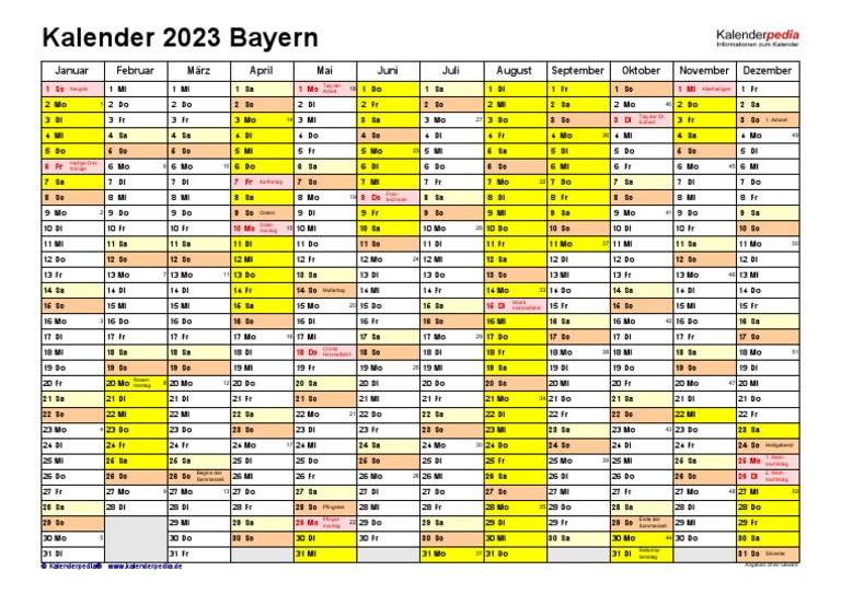 Kalender 2023 Bayern Querformat | PDF