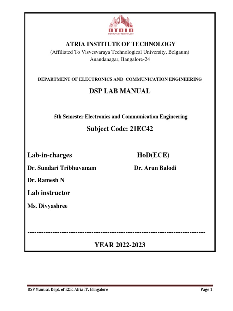 Dsp lab manual 21ecl42 2022 23even pdf