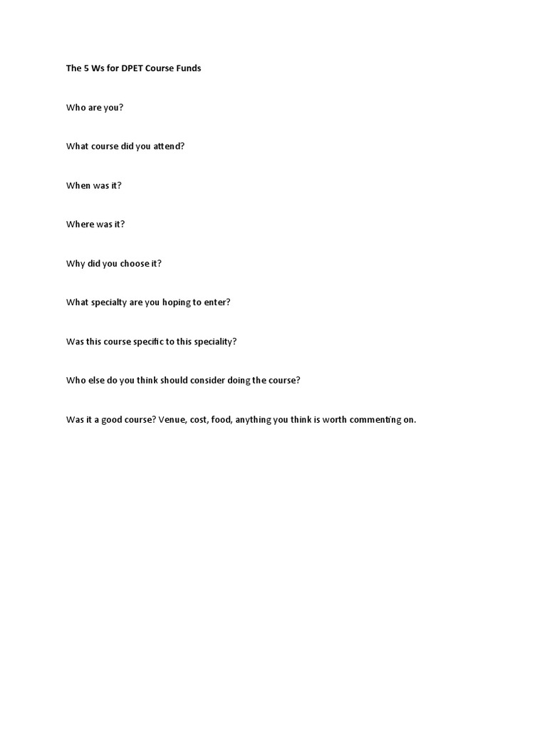 5Ws Template | PDF