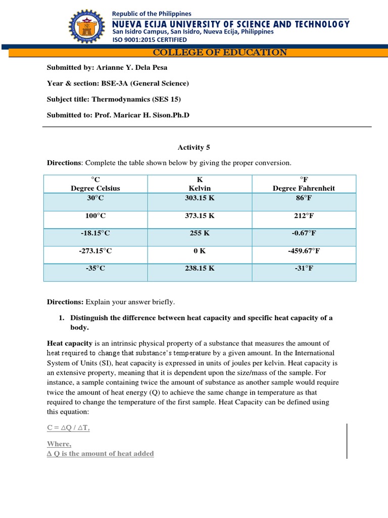 Activity 5 PDF Evaporation Latent Heat