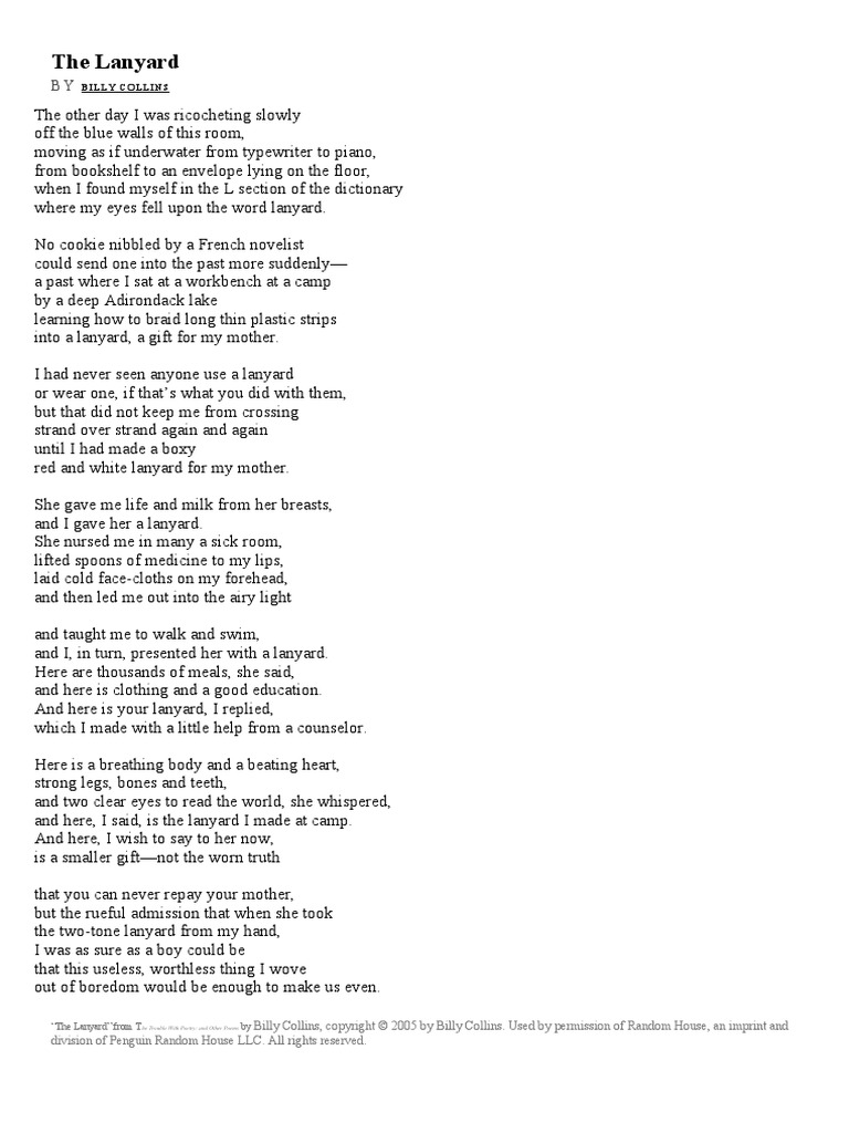 The Lanyard - Billy Collins | PDF
