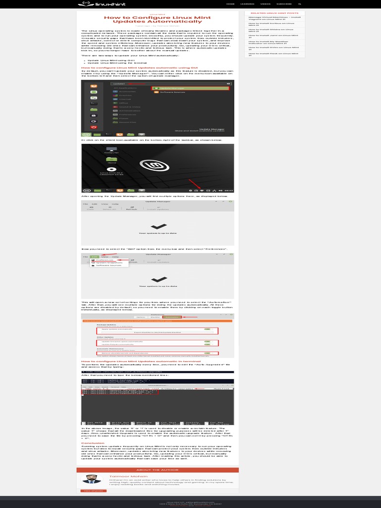 How To Configure Linux Mint Updates Automatically PDF Linux Operating System