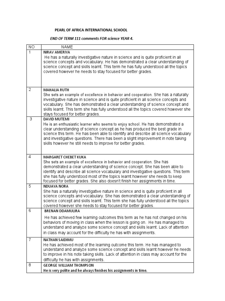 Year 4 science comments term 3 download free pdf learning vocabulary