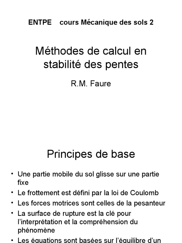 Méthodes de Calcul en Stabilité Des Pentes | PDF | Équations ...