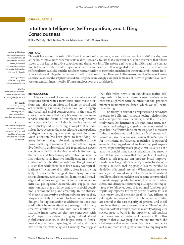 Intuitive Intelligence & Self-Regulation | PDF | Science & Mathematics