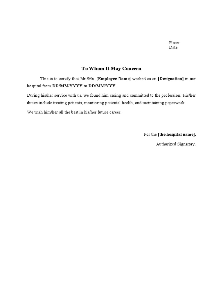 Employment Certification for Healthcare Worker | PDF
