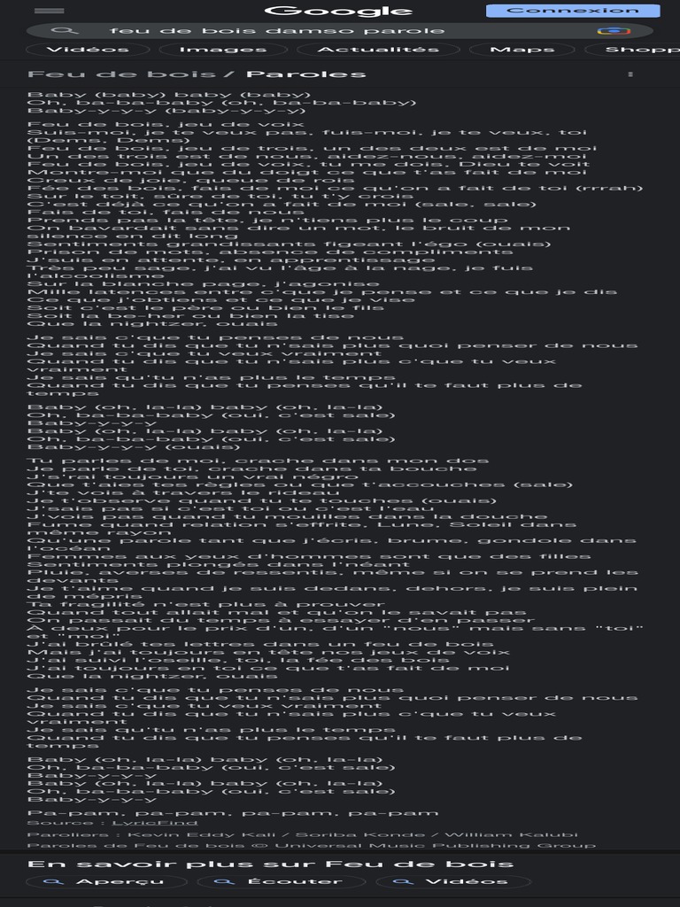 Feu de Bois Damso Parole PDF