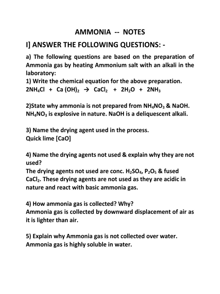 Notes On Chapter Ammonia Pdf