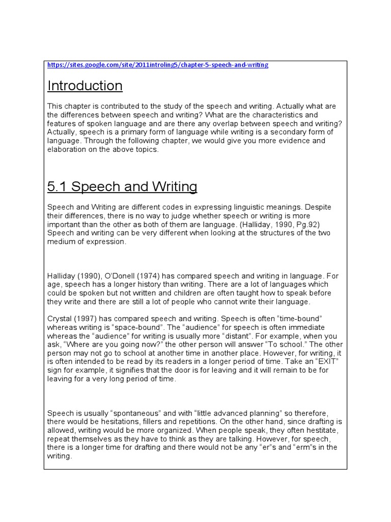 Difference Bet Speech N Writing | PDF