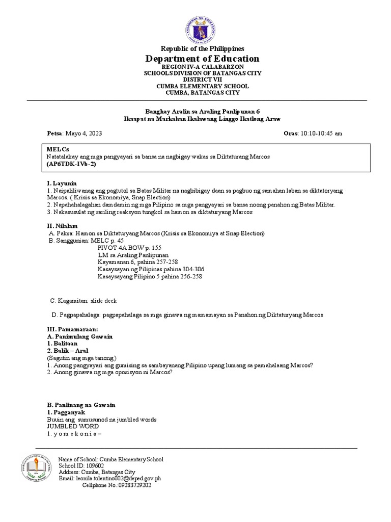 AP Q4 Week 2 May 4 2023 | PDF