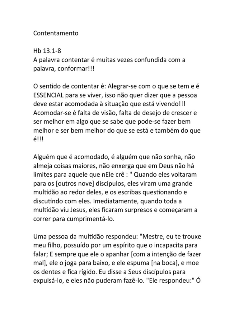 O Verdadeiro Contentamento em Deus | PDF