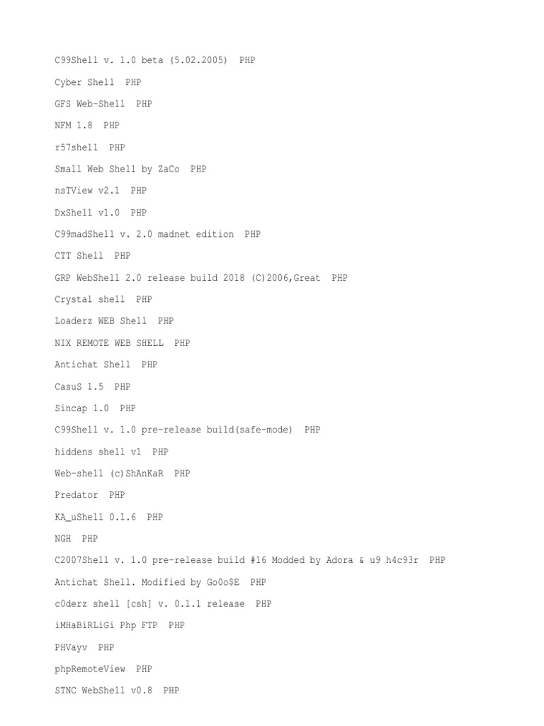 List of Sick Shells Lol | PDF | Php | Computing Platforms