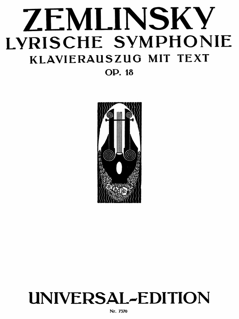 Zemlinsky Lyrische Symphonie Op 18 Vocalscore Pdf