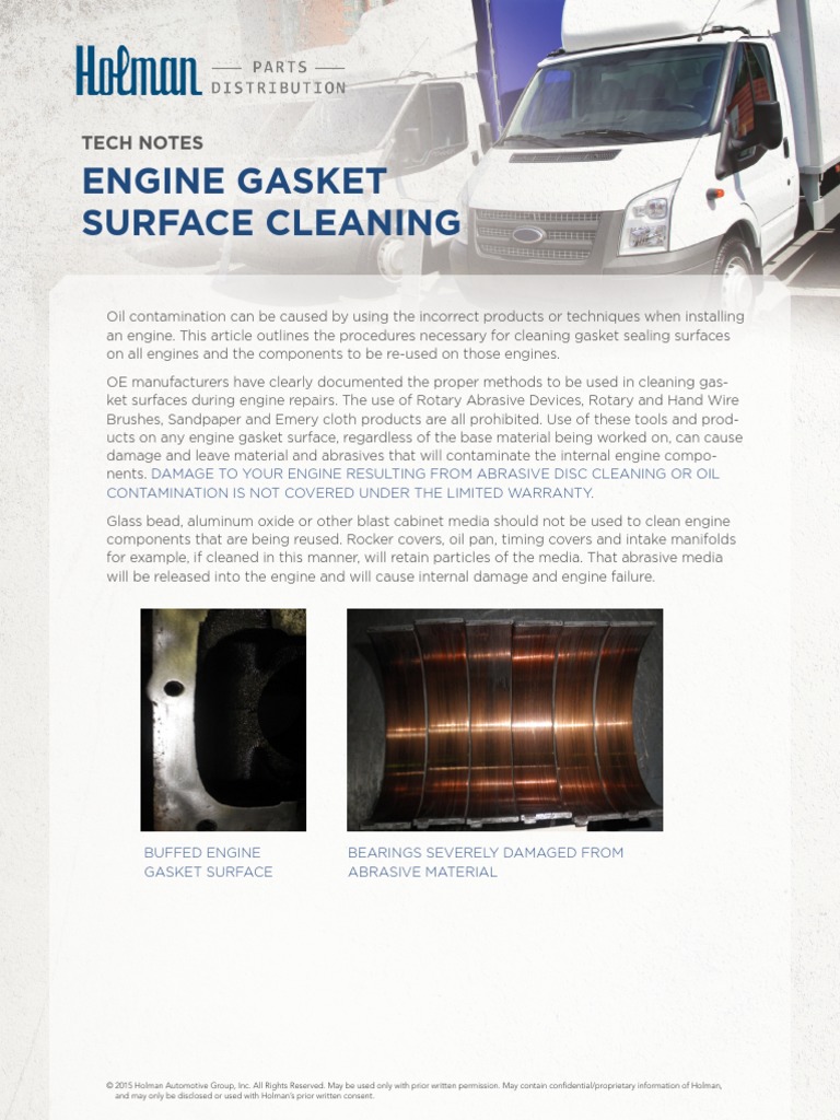 Engine Gasket Surface Cleaning Guide | PDF | Abrasive | Bearing ...
