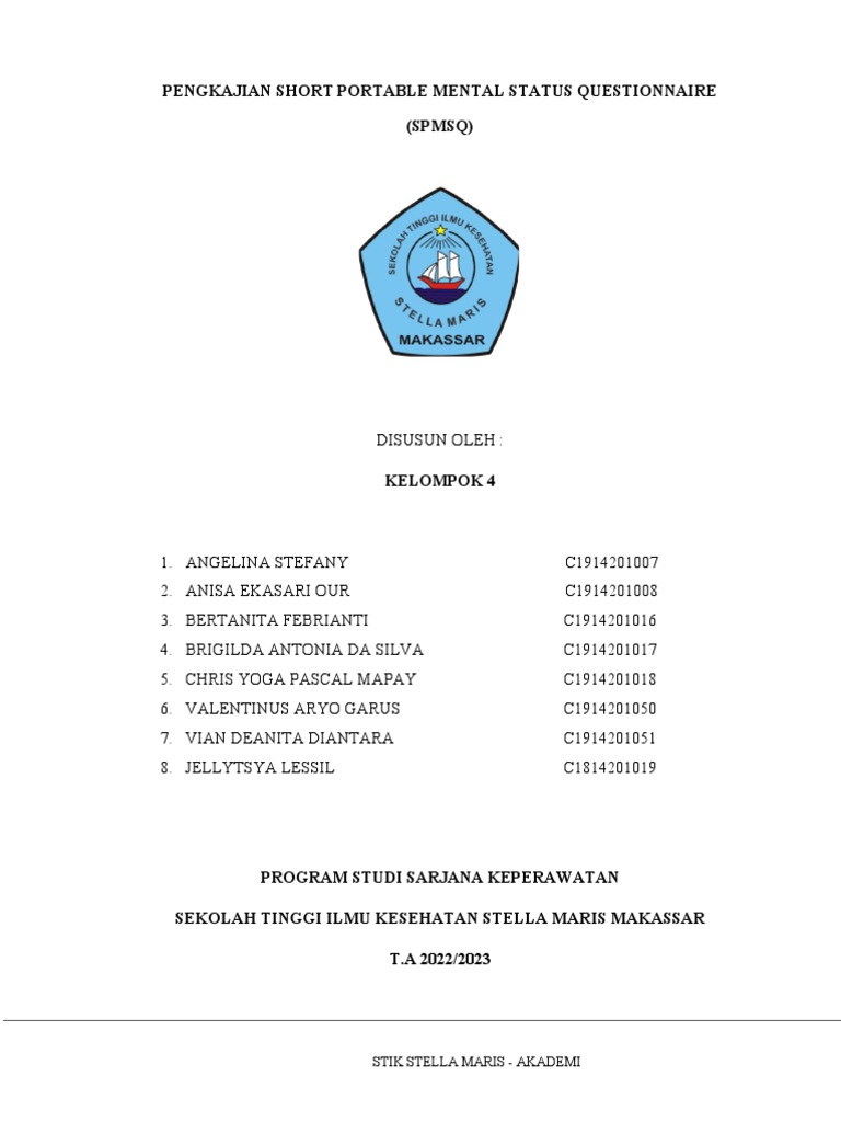 Pengkajian SPMSQ untuk Status Mental | PDF | Pengembangan Diri